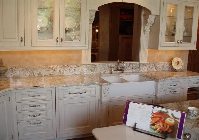 White Spring Granite  Countertops With White Cabinets