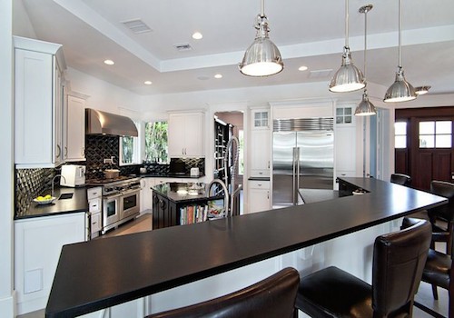 Absolute Black Granite Honed Countertops White Cabinets