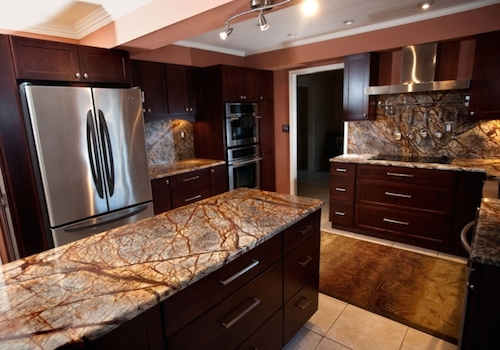 Rainforest Brown Marble Countertops Design Ideas