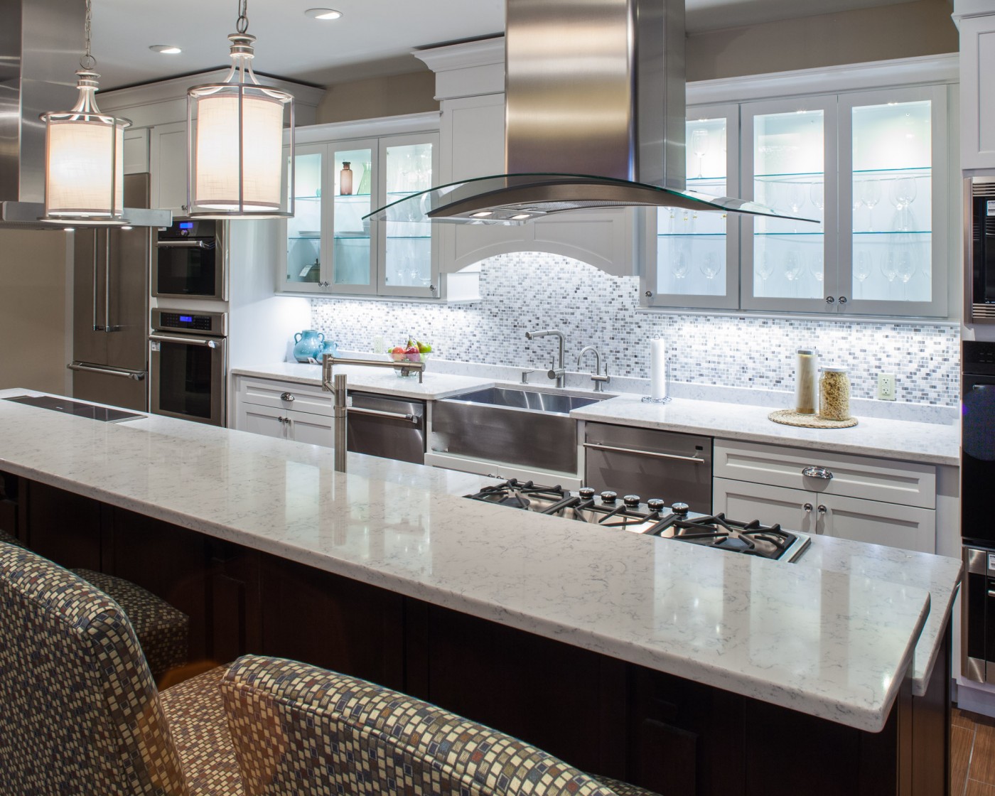 Lyra Silestone Quartz  Countertops With White Cabinets