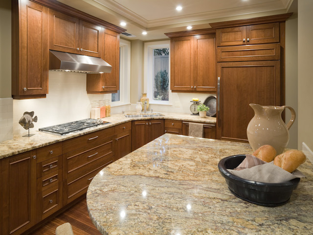 River Gold Granite Countertop Kitchen Design Ideas