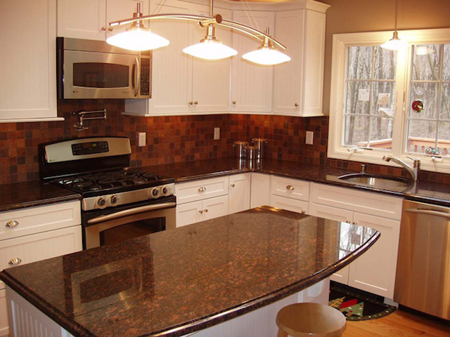 Tan Brown Granite With White Cabinets, Kitchen With White Cabinets And Brown Granite