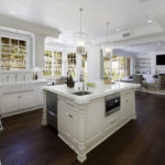 White Kitchen Countertops Dark Hardwood Floors